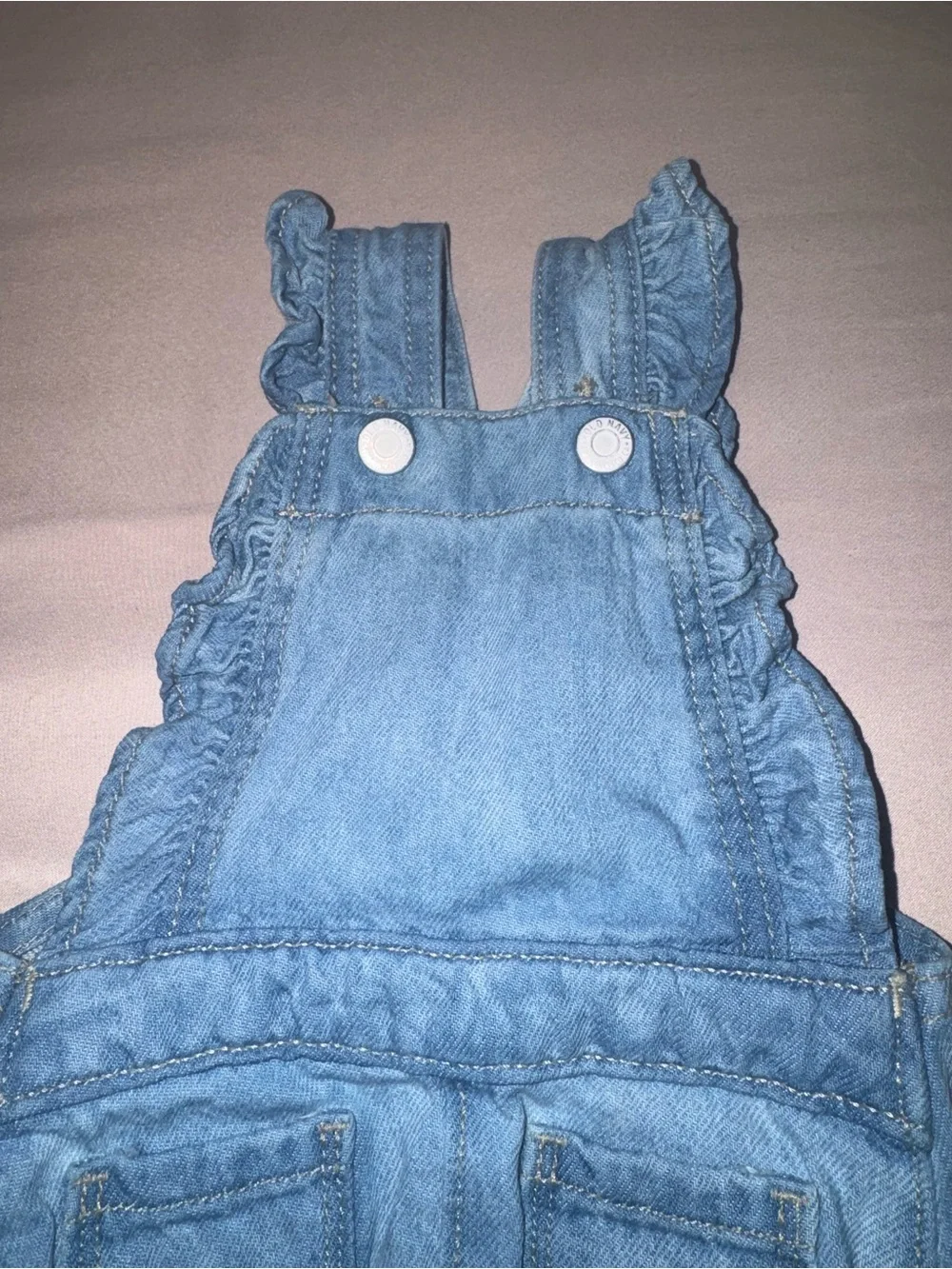 Old Navy Light Blue Denim Ruffle Shortall